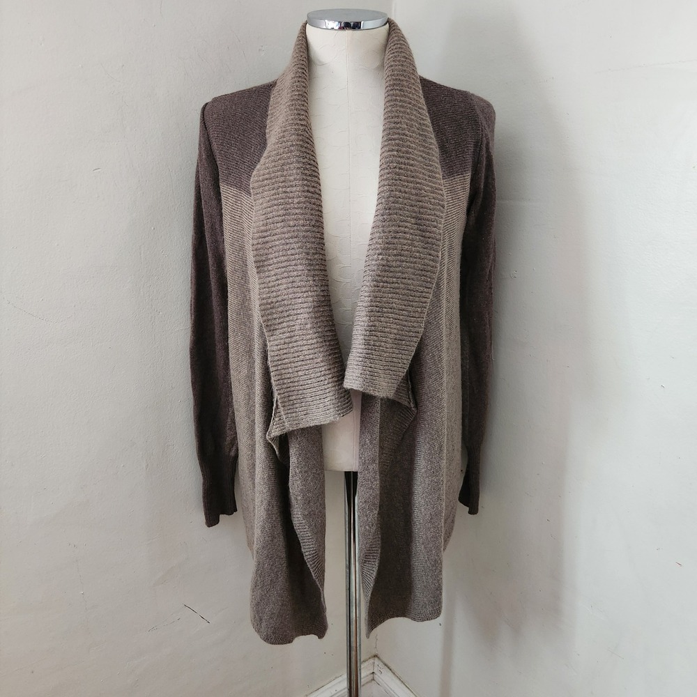 Ann Taylor LOFT Brown Heather Wool Rabbit Hair Open Front Cardigan Sweater S